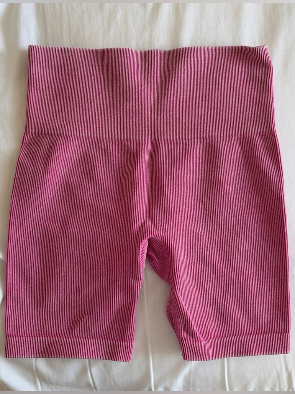 JoyLab Ribbed Bright Pink High-Waist Bike Shorts